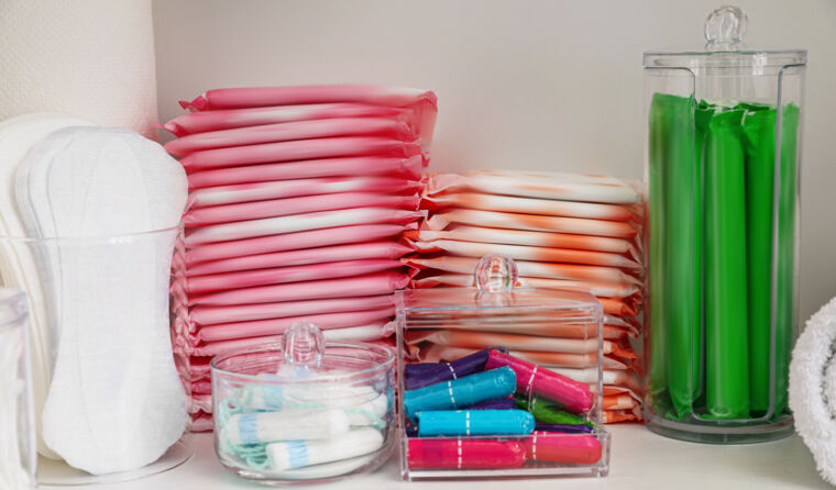 Menstrual products scattered
