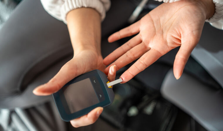 Person with type 2 diabetes taking test.