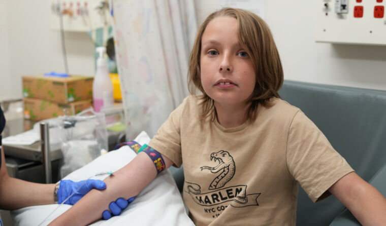 Boy having a blood test