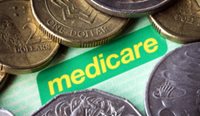 Medicare card and coins